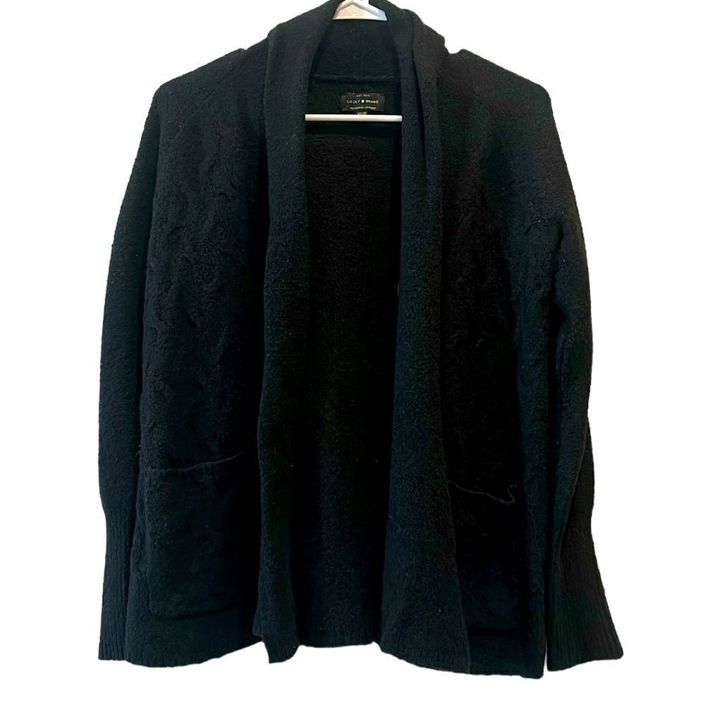 Lucky Brand Black Wool Blend Cozy Office School Cardigan Sweater XS/S